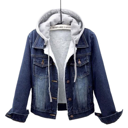 Veste en jean grande taille à capuche moderne et confortable