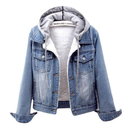 Veste en jean grande taille à capuche moderne et confortable
