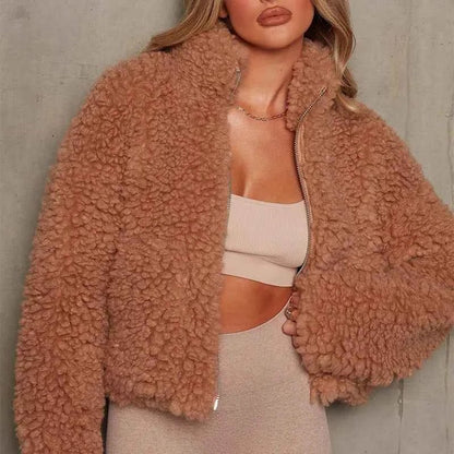 Veste courte femme peluche douce