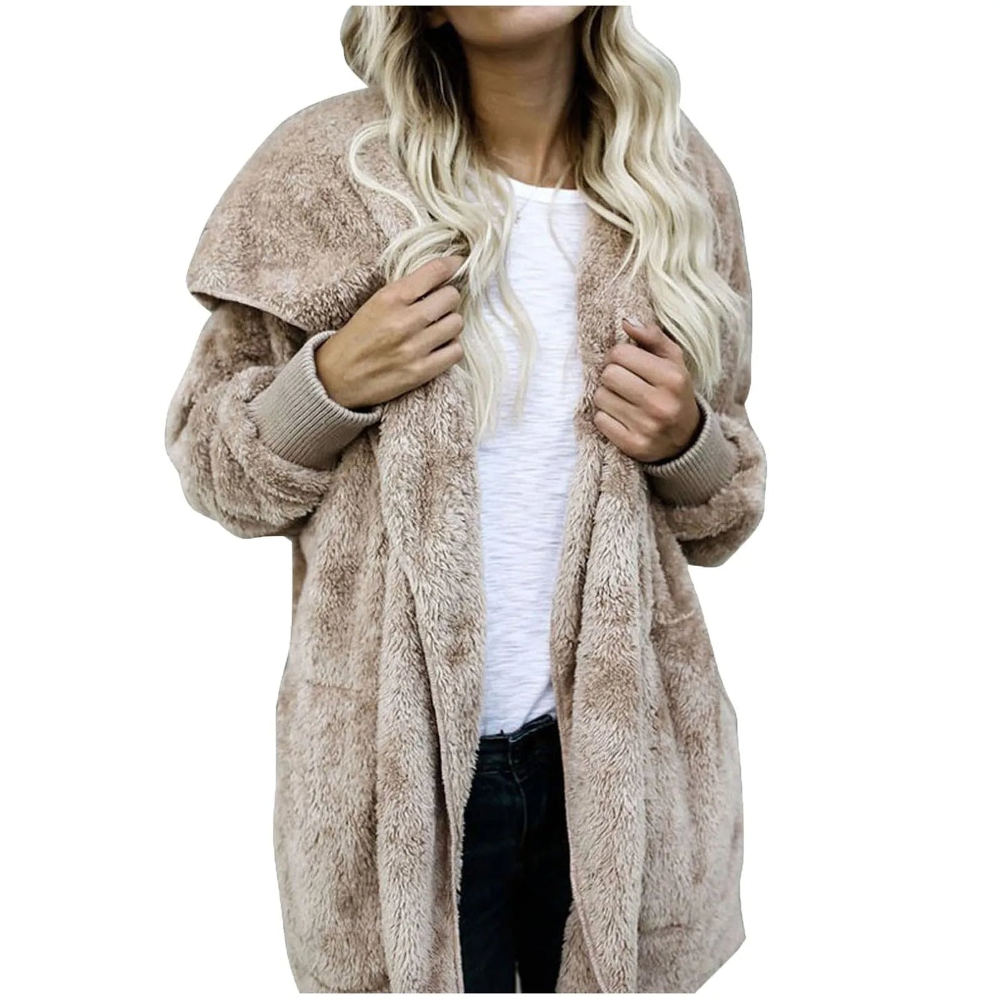 Veste d'hiver moelleuse grande taille en peluche
