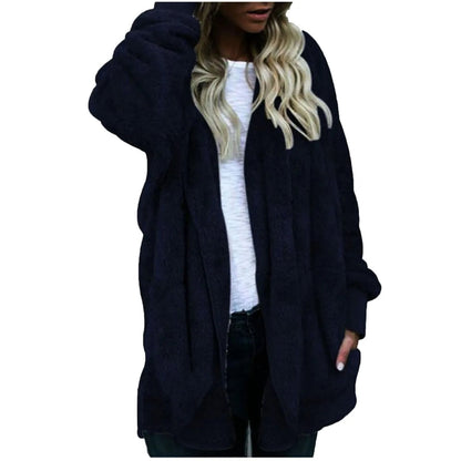 Veste d'hiver moelleuse grande taille en peluche