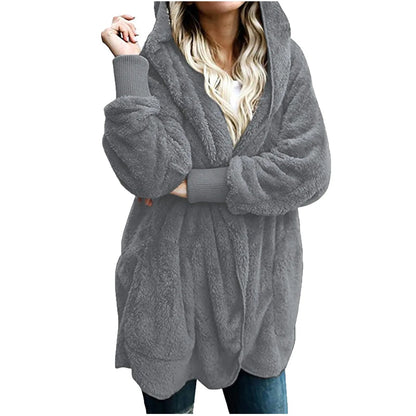 Veste d'hiver moelleuse grande taille en peluche