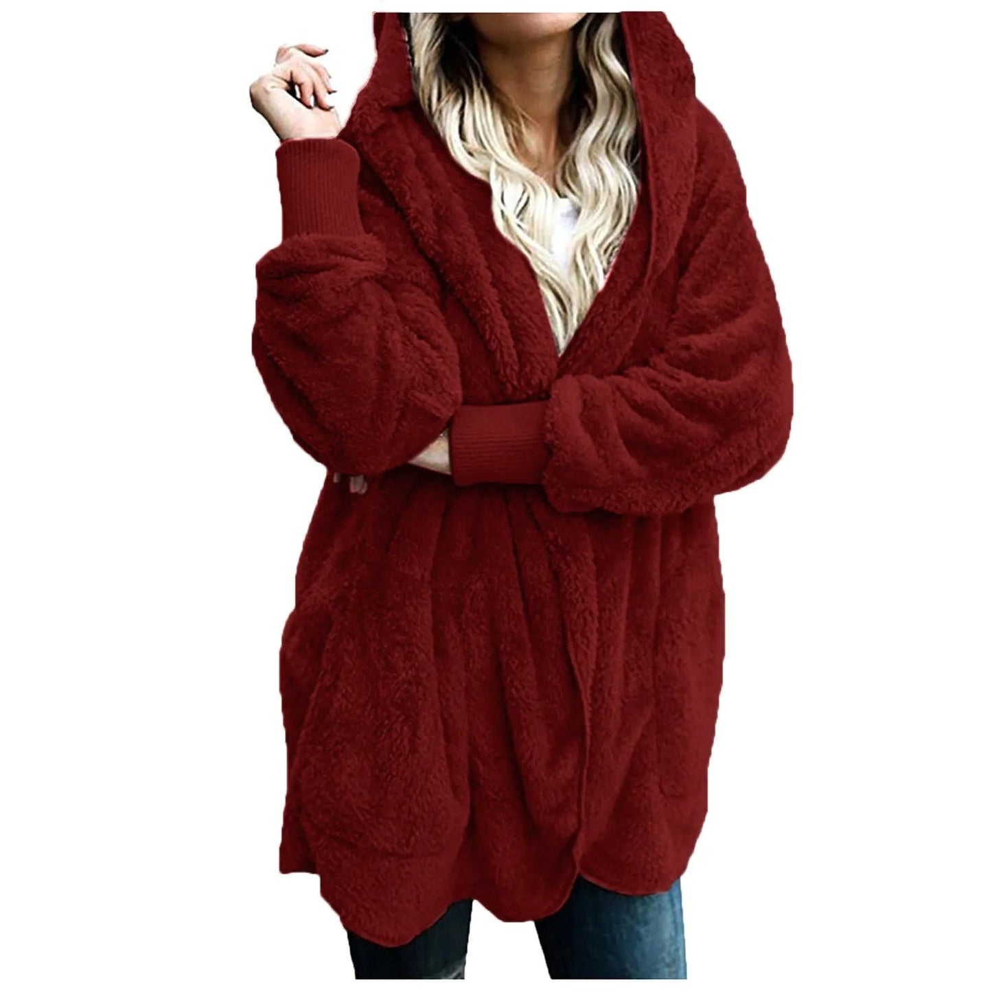 Veste d'hiver moelleuse grande taille en peluche