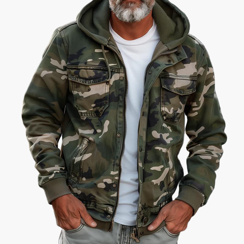 Veste cargo pratique style camouflage capuche
