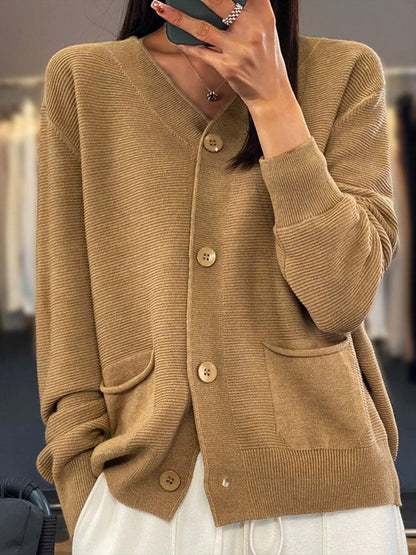 Cardigan en maille élégant Col V uni