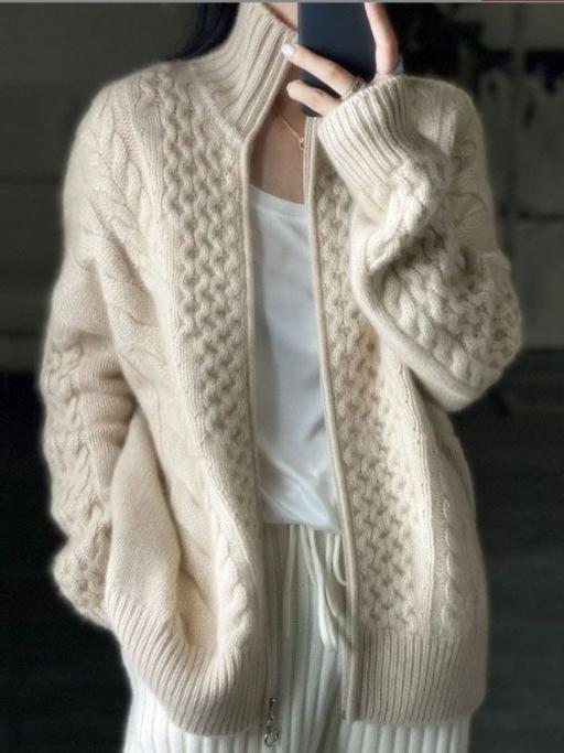 Cardigan épais en cachemire col roulé pour femme