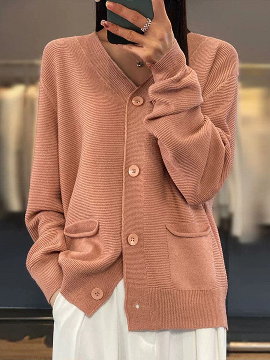 Cardigan en maille élégant Col V uni