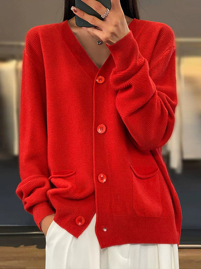 Cardigan en maille élégant Col V uni