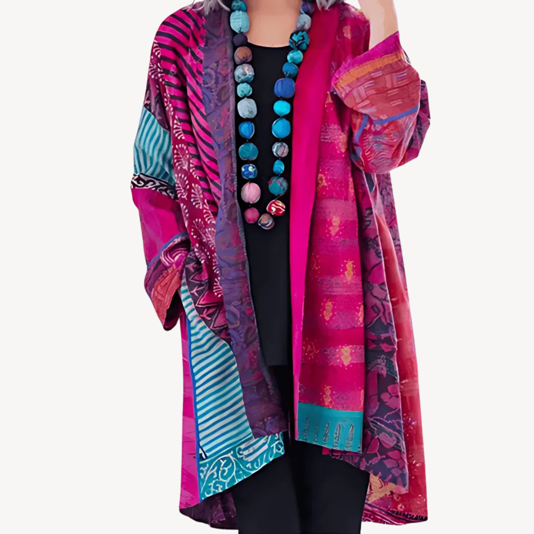 Cardigan Kimono Femme Élégant à Motifs Modernes