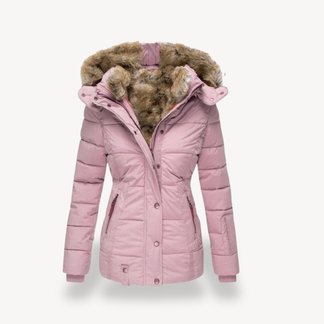Doudoune femme chaude doublée de fausse fourrure