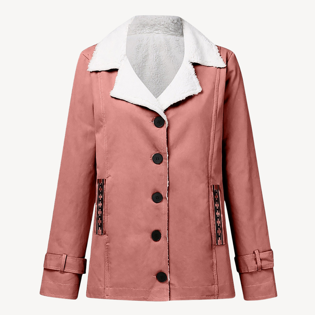 Manteau d'hiver femme doublé polaire boutons