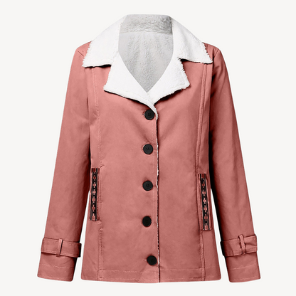 Manteau d'hiver femme doublé polaire boutons