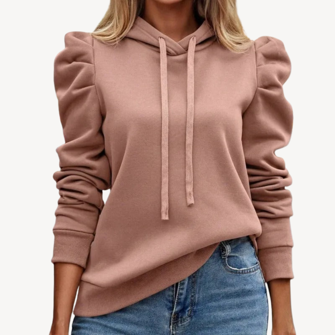 Sweat à capuche élégant pour femme avec manches bouffantes