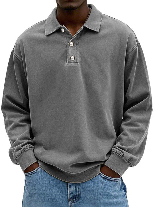Polo-sweatshirt confortable à manches longues pour hommes