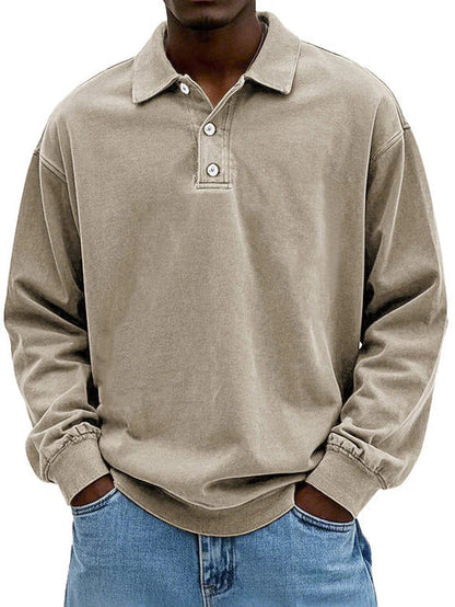 Polo-sweatshirt confortable à manches longues pour hommes