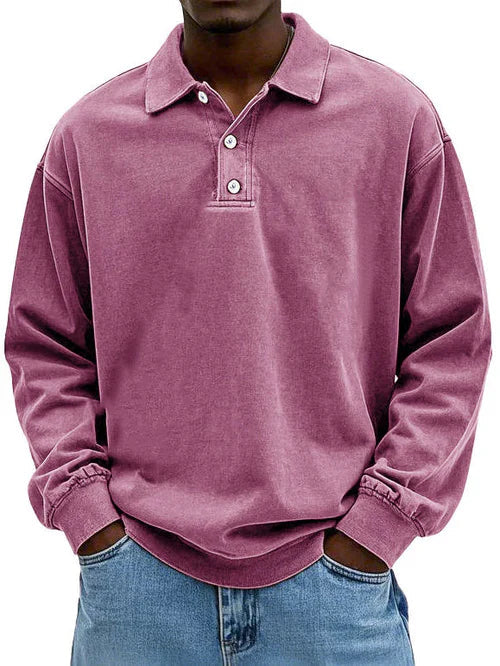 Polo-sweatshirt confortable à manches longues pour hommes