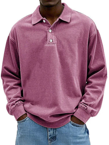 Polo-sweatshirt confortable à manches longues pour hommes