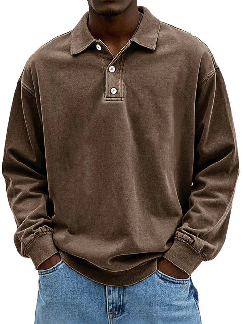 Polo-sweatshirt confortable à manches longues pour hommes