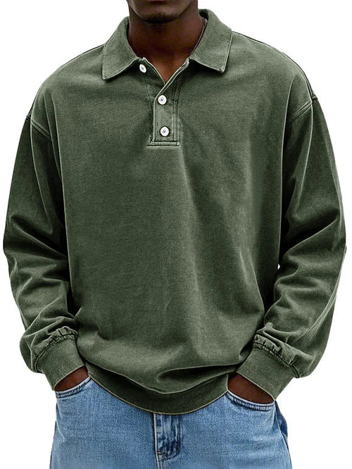 Polo-sweatshirt confortable à manches longues pour hommes