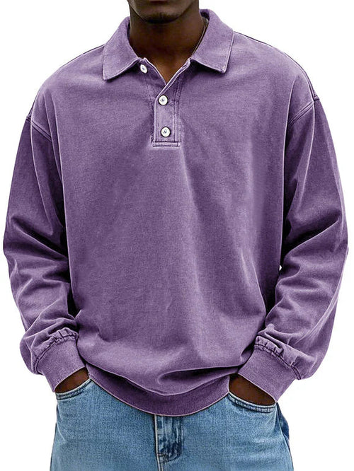 Polo-sweatshirt confortable à manches longues pour hommes