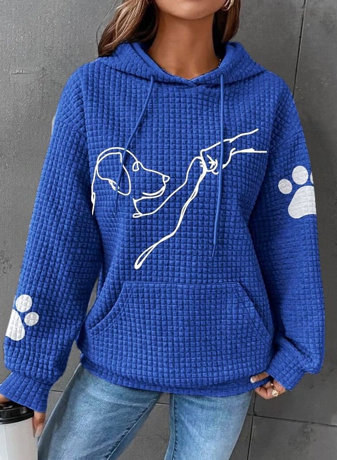 Hundemotiv Hoodie Waffelstrick Bequem Lässig - IdealeKleiden
