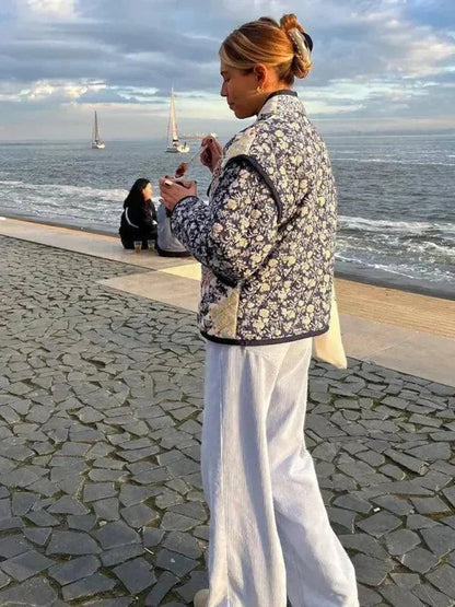 Manteau matelassé pour femme, décontracté et imprimé