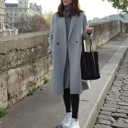 Manteau en laine oversize long, à double boutonnage classique
