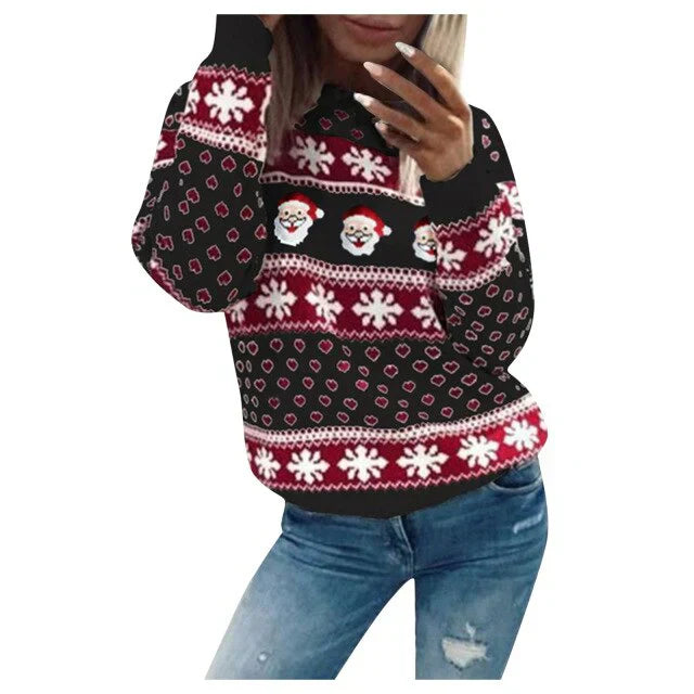 Pull de Noël femme festif motif flocon de neige
