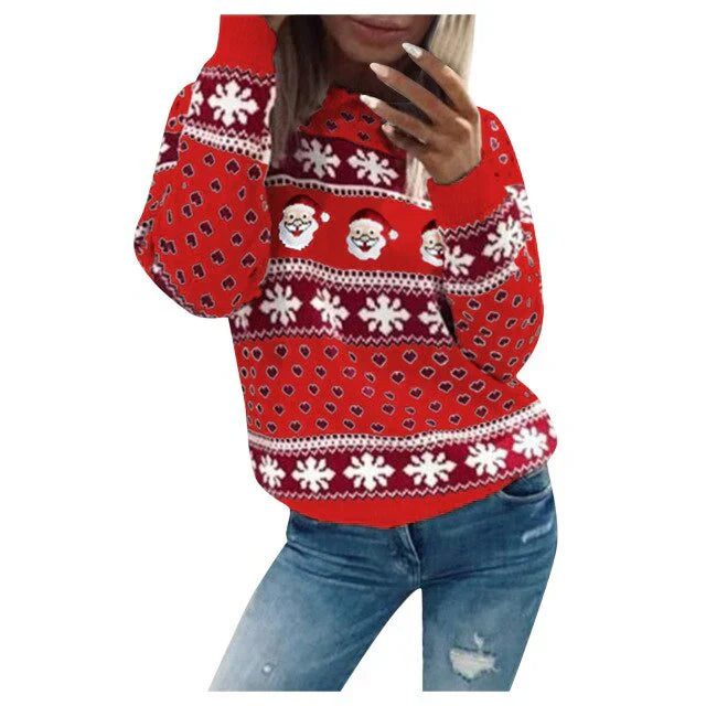 Pull de Noël femme festif motif flocon de neige