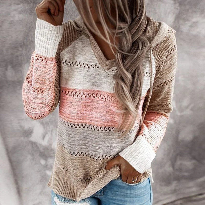 Pull en maille à capuche chaud pour femme