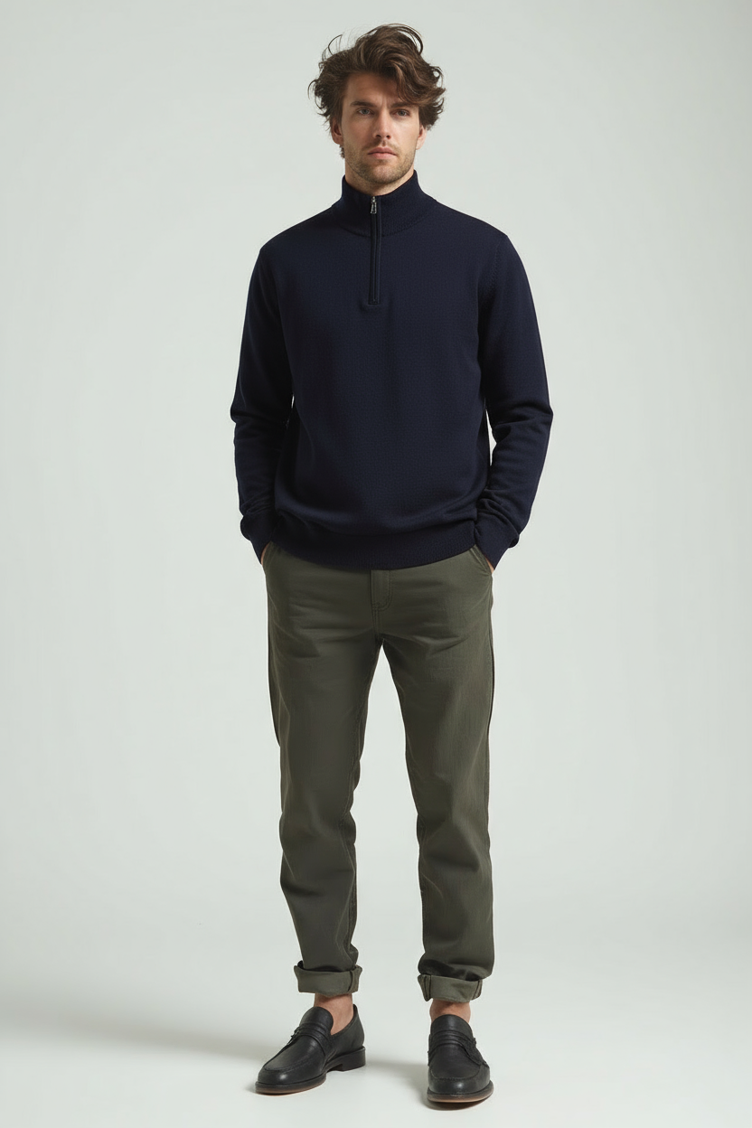 Pull homme slim fit zippé
