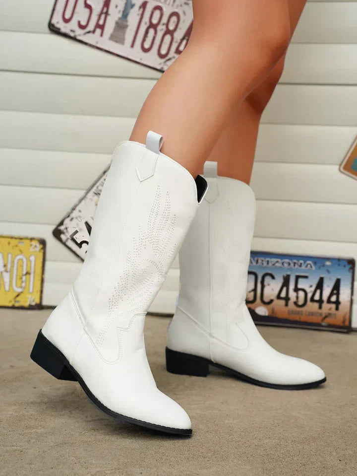 Bottes de cowboy femme en cuir synthétique souple noir