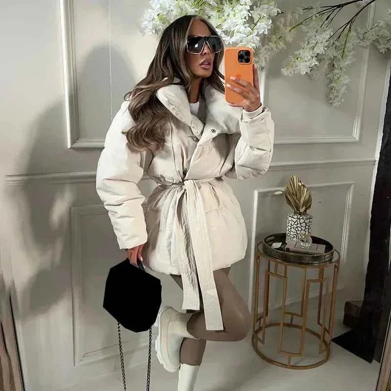 Veste d'hiver élégante pour femme avec ceinture