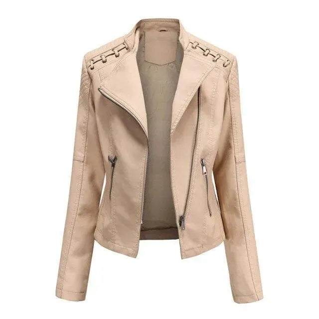 Blouson en cuir élégant pour femme, style punk-rock