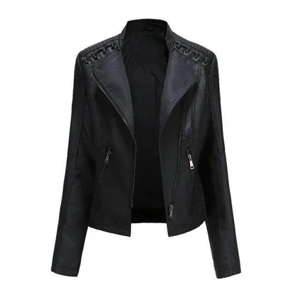 Blouson en cuir élégant pour femme, style punk-rock