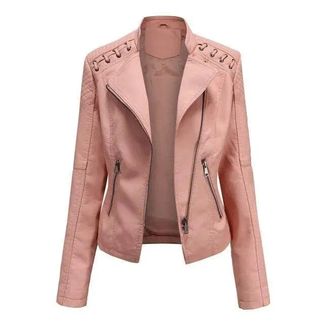 Blouson en cuir élégant pour femme, style punk-rock