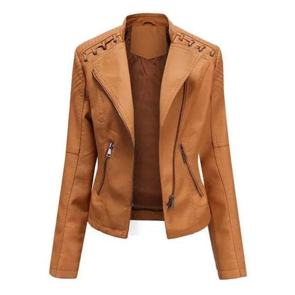 Blouson en cuir élégant pour femme, style punk-rock