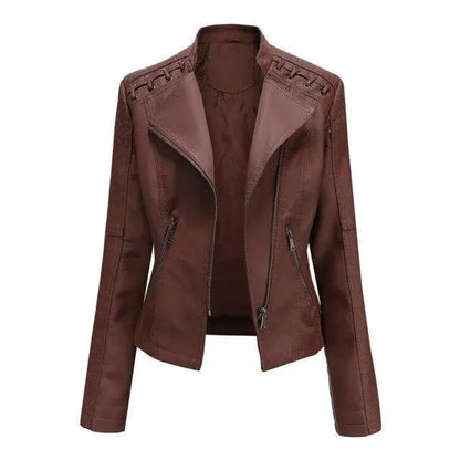 Blouson en cuir élégant pour femme, style punk-rock