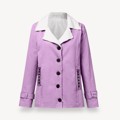 Manteau d'hiver femme doublé polaire boutons