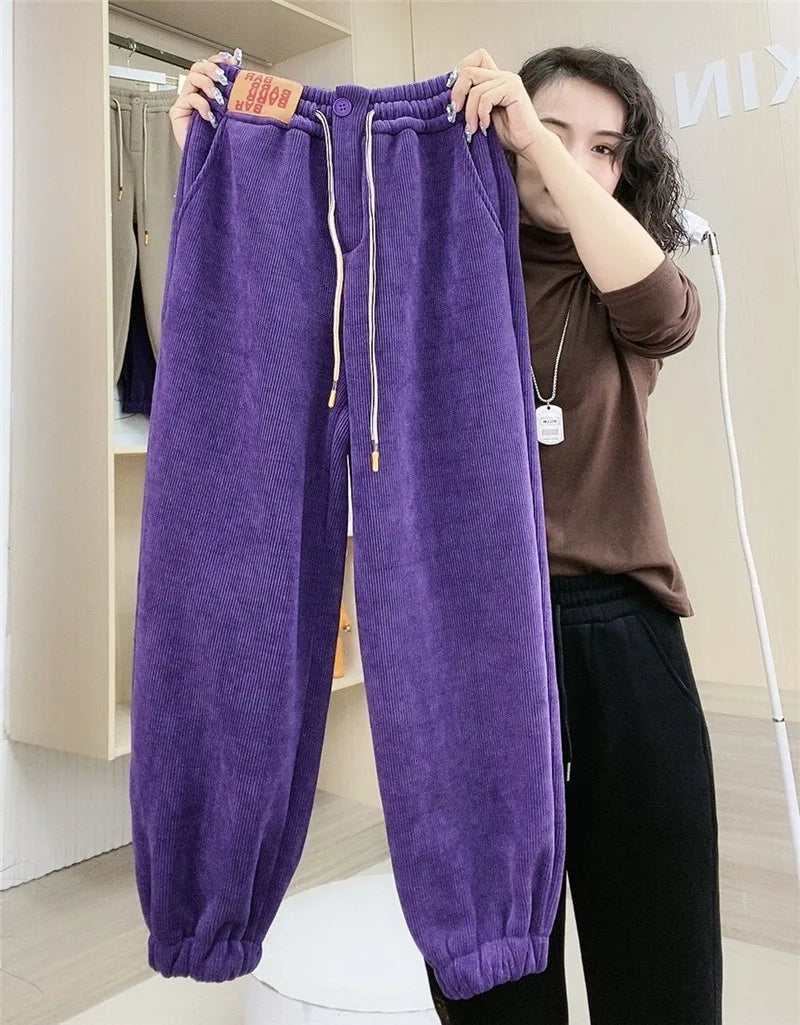 Pantalon d'hiver chaud doublé polaire Décontracté