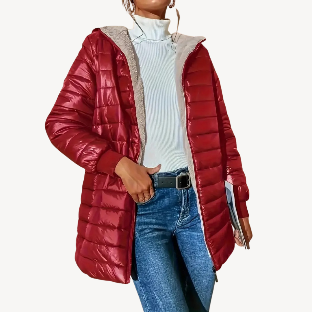 Doudoune femme avec doublure en fausse fourrure, chaude