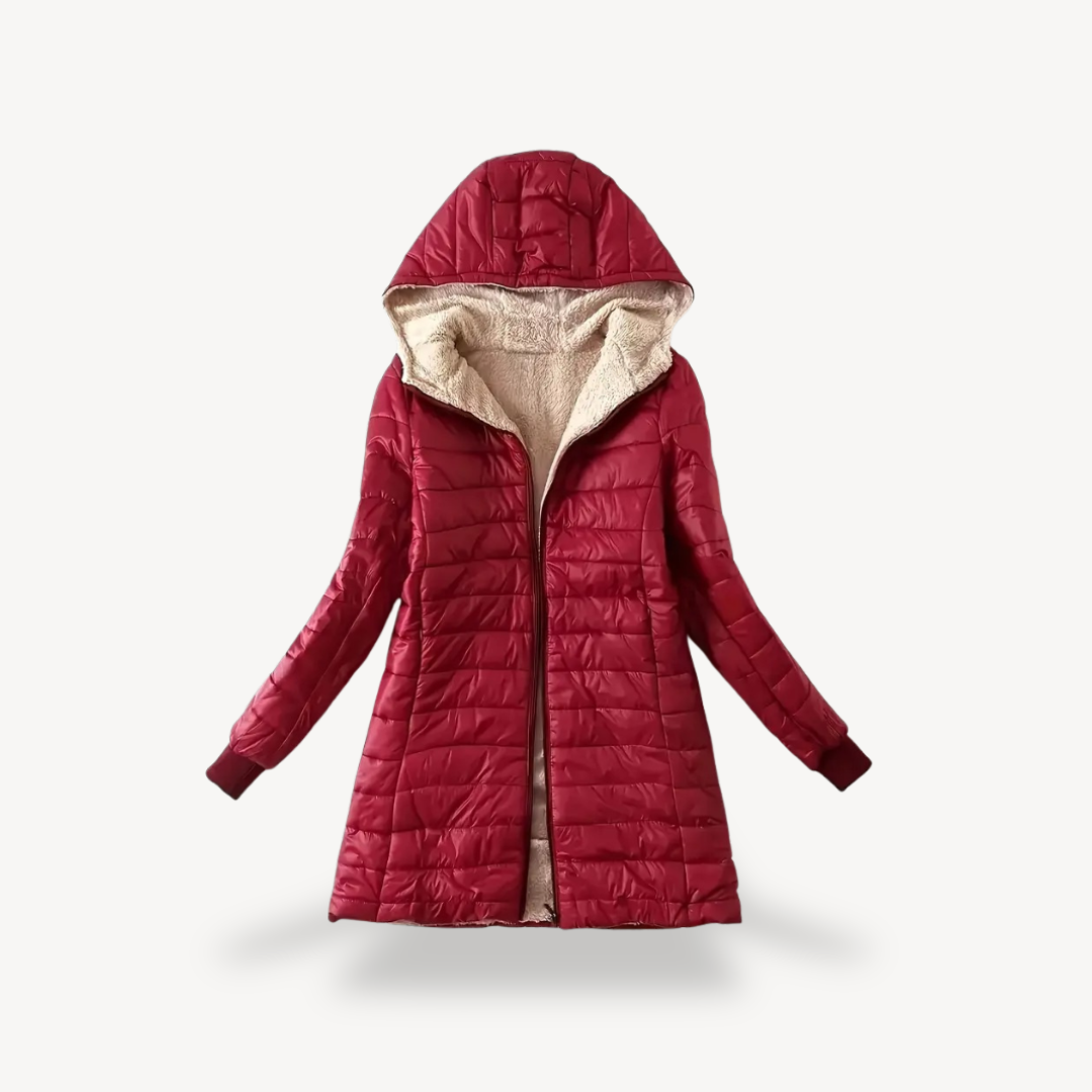 Manteau d'hiver femme doudoune à capuche avec doublure Sherpa