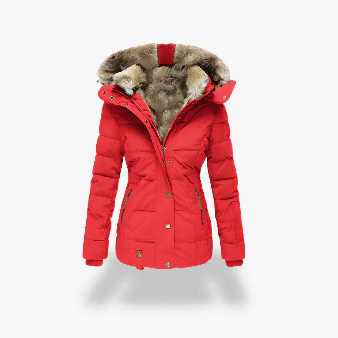 Parka matelassé pour femme avec capuche amovible en fausse fourrure