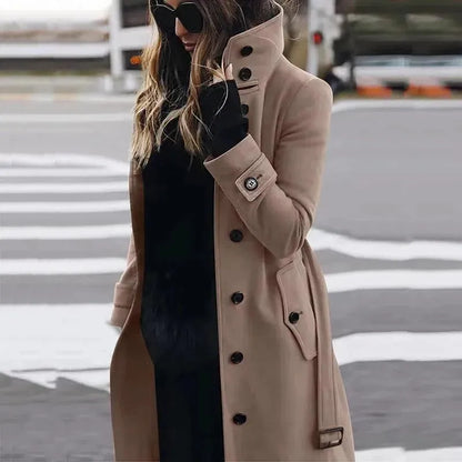 Manteau d'hiver rouge pour femme, en laine, élégant