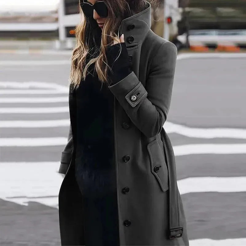 Manteau d'hiver rouge pour femme, en laine, élégant