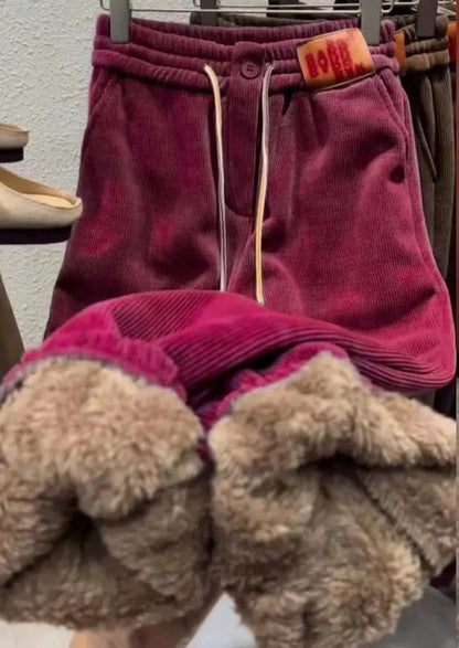 Pantalon d'hiver chaud doublé polaire Décontracté