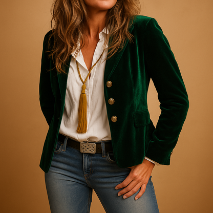 Blazer slim fit pour femme avec revers et poches latérales