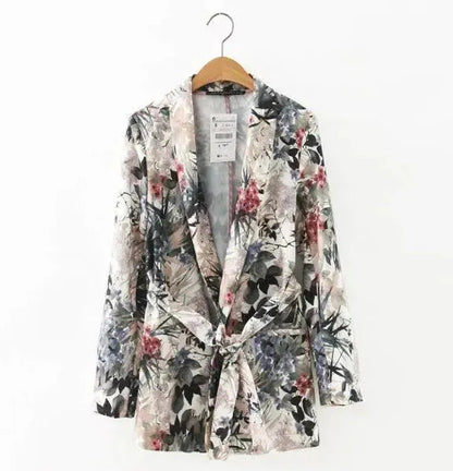 Blazer rétro femme à motif floral