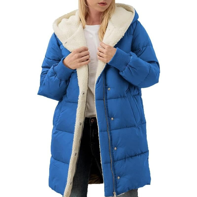 Manteau d'hiver femme coton capuche chaud