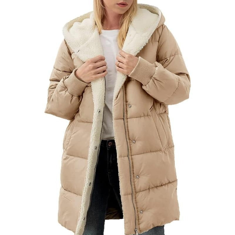 Manteau d'hiver femme coton capuche chaud